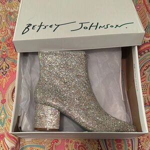 Betsey Johnson Silver Ankle Boots